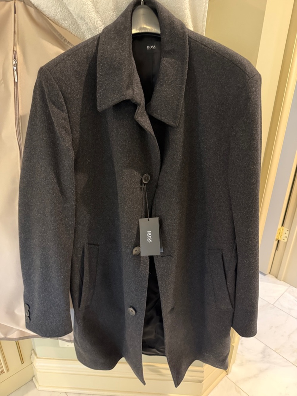 BOSS Dark Charcoal Wool Pea Coat
